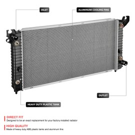 DNA MOTORING OE Style 1-Row Aluminum Cooling Radiator Compatible With Chevy Silverado 1500 2016-2018 / Sierra 1500 2016-2018, 5.3L, OEM-RA-13721