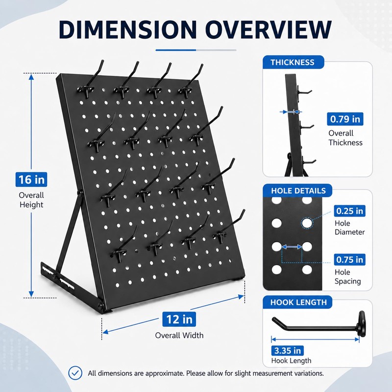 2 Pack Pegboard Display Stand, Metal Peg Board with 32