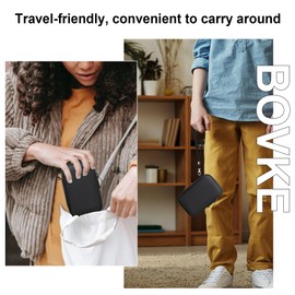 BOVKE Carrying Case Compatible with Ricoh GR IIIx HDF/GR IIIx/Ricoh GR III HDF/GR III Digital Camera, Extra Mesh Pocket for Charging Cables and Accessories, Black+Orange