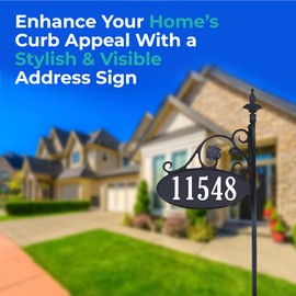 Address America USA Handcrafted Park Place Double-Sided Reflective Customized Address Sign For Yard - Arrives Ready To Install - 30" Pole Included - AS