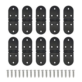 ONEBO 10 Pcs Hinges with 60 Pcs Hinge Screws - Door Hinges, Folding Flip Top Hinges for Wood, Window, Folding Table, Cabinets, Kitchen & Wardrobe Doors (Black)
