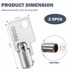 2 Pcs Coin Laundry Machine Key GR888, Washing Machine Money Box Lock Key Replacement for Greenwald Industries 8-20-888 GR888 Lock Keys