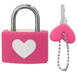 PATIKIL Love Locks Heart Padlock with Key Set, Love Couple Lock Wish Lock Romantic Heart Lock for Lovers Lock Bridge Wedding Anniversary Travel Present, Rose Red