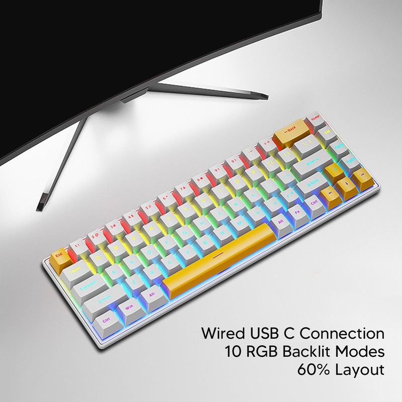 Gaming Keyboard USB 68 Keys Blue Switch N Key Rollover