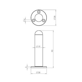 90mm Wall Mounted Door Stop