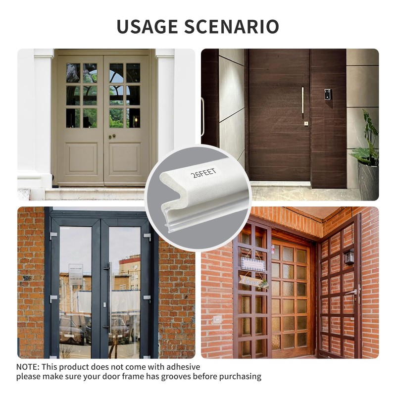 26FT Weather Stripping Door Seal,V-Shaped Q Foam,Door Weather Stripping,Door Seal