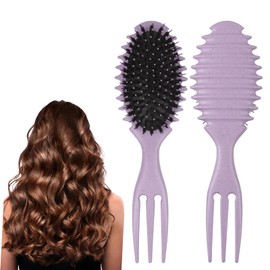 Boperzi Curly Hair Brush, Curl Brush, Boar Bristle Hair Brush Styling Brush, 2024 New Curly Hair Brush for Detangling for Combing Men and Women (Purple)
