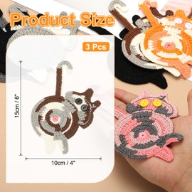 PATIKIL 3PCS Cat Coasters, 15CM Cute Coasters Cat Butt Crochet Funny for Desk Adults Home Decor Drinks Gifts Coffee, Brown Tone