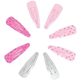 Topkids Accessories Small Mini Snap Hair Clips for Girls and Women, Girls Hair Accessories, Hair Styling Clips, Hair Slides, Mini Hair Clips, Toddler Hair Clips, Metal Hair Clips (8pc Pink Polka Dot)