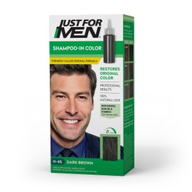 Just for Men Just For Men Shampoo-In Color (Formerly Original Formula), Mens Hair Color with Keratin and Vitamin E for Stronger Hair - Dark Brown, H-45, Pack of 1