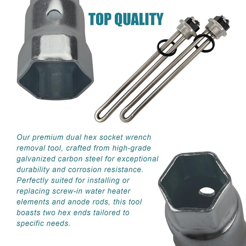 Hugexpen RV Water Heater Element Wrench Socket, Dual Hex Wrench