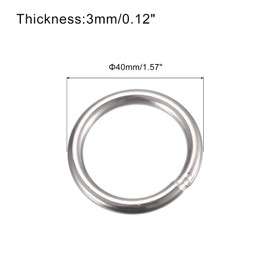sourcing map Pack of 20 O Rings Stainless Steel 40 mm (1.57 Inches) Outer Diameter 3 mm Thick Multi-Purpose Metal Welded O-Rings Round Rings