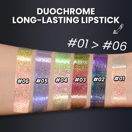 JUR MORNIER Chameleon Lip Gloss Magic Color Changing Moisturizing Lip Oil Multichrome Sparkly Metallic Color Intense with Highly Pigment Liquid Lipstick (01, 3.5ml)