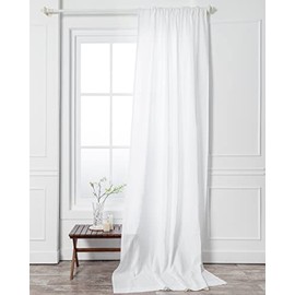 D'Moksha 100% Linen Curtains – 52 x 63 Inch White Lightweight Rod Pocket Curtain, 63 inches Long Curtains 100% Pure Natural Fabric Window Panel – Handcrafted