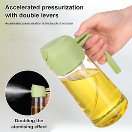 YUNYDSM Oil Sprayer for Cooking, 470ml/15.9oz Olive Oil Sprayer, 2Pcs Oil Spray Bottle for Olive Oil and Vinegar for Cooking Kitchen Salads, Grilling, and Baking, Air Fryer (Glass)
