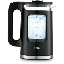 NELO Electric Kettle with Keep Warm Function, Sleek Glass Window Double Wall Design, LED Indicator Lights, Black Tea Kettle & Hot Water Boiler with Auto Shut-Off, 360° Base, BPA-Free, 1.7 Liters