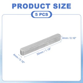 PATIKIL Round Ended Feather Key 30x4x4 Mm, 5 Pcs Carbon Steel Parallel Drive Shaft Key Stock for Fasteners Mechanical Industry, Carbon Black