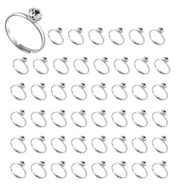 52Pcs Bridal Shower Rings Diamond Engagement Rings Faux Wedding Rings Sliver Rings for Wedding Table Decorations Bridal Shower Game Bachelorette Party Favors Cupcake Toppers