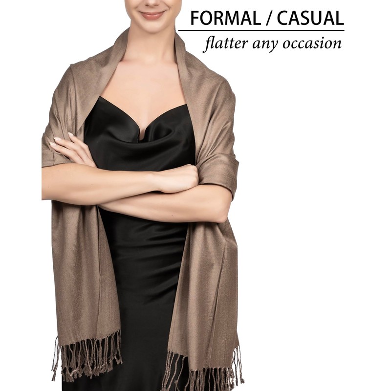 Achillea Large Soft Silky Pashmina Shawl Wrap Scarf in Solid