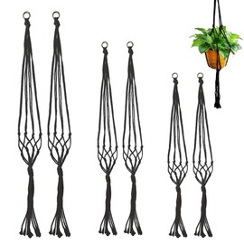 6 Stück Makramee Blumenampel,Hängepflanzen Topf,Baumwollseil Hängeampel Blumentopf,Hängetopf Für Pflanzen,Halter Aufhänger,Pflanzkorb Hängender Für Innen Außen Decken Balkone Wanddekoration