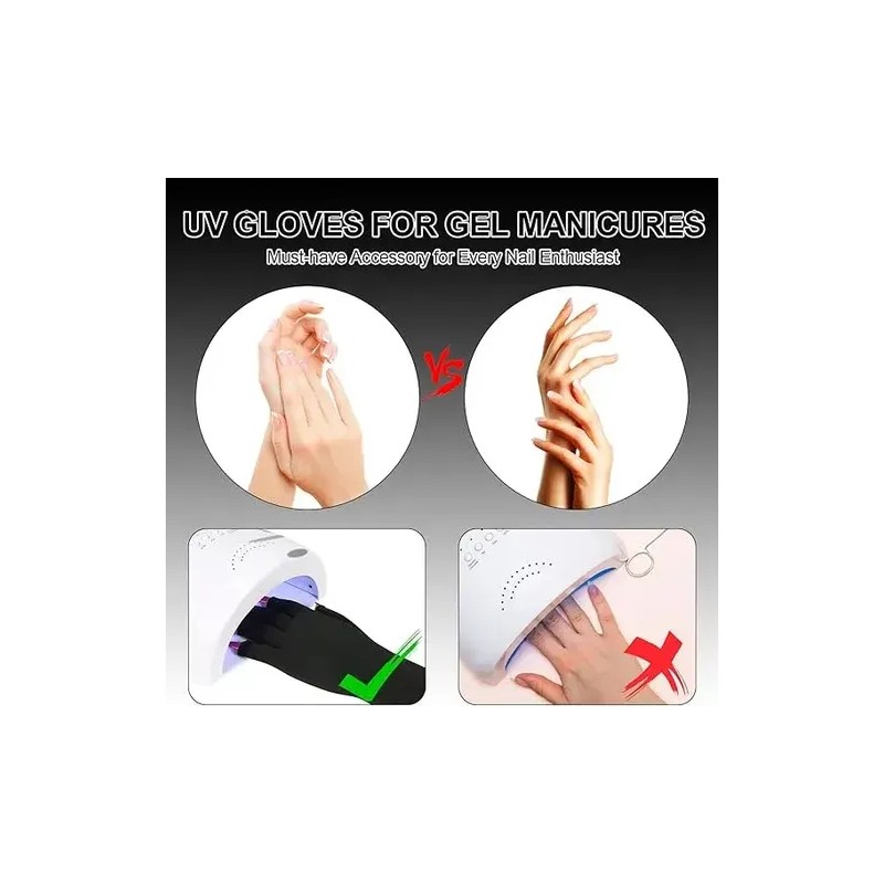 Guantes Para Manicure Protección Contra Uv (1 Par) Negro