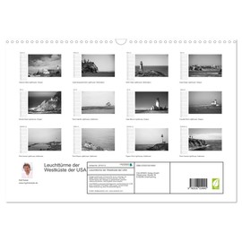 Lighthouses of the West Coast of the USA (Wall Calendar 2026 DIN A3 Landscape), CALVENDO Monthly Calendar: The Most Beautiful Lighthouses from Washington, Oregon and California (CALVENDO Places)