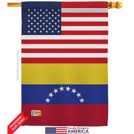 Nationality Venezuela US Friendship Garden House Flags Kit Regional Nation International World Country Particular Area Small Decorative Gift Yard Banner Double-Sided Made in USA 28 X 40