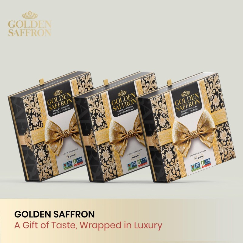Golden Saffron Luxtury Gift Box, Premium All Red Saffron Threads,
