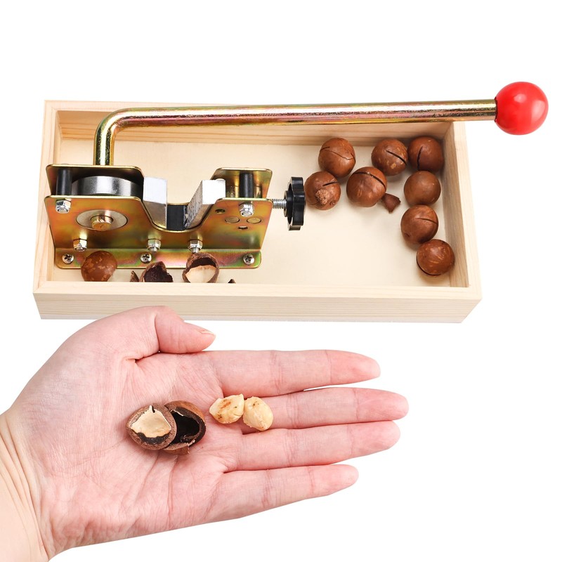 NovelBee Nutcracker with 4 Picks,Heavy Duty Walnut Cracker with Wooden