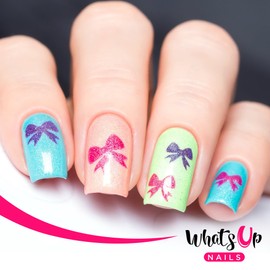 Whats Up Nails - Bow Vinyl Stencils for Christmas Nail Art Design (2 Sheets, 40 Stencils Total)