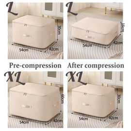 GMYIAK Self-Compression Organiser Bag,Ultra Space Saving Storage Bag For Clothes,Vacuum Compression Blankets Storage Packing Bag,Can Saving Space(Grey, L)