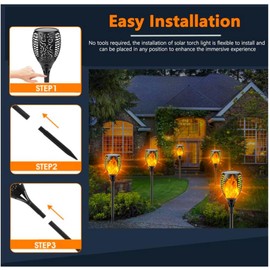 Solar Lights Outdoor, 4 Pack Flickering Flame Solar Torch Lights outside with Super Larger Size for Garden Decor, Waterproof Solar Garden Lights, Solar Powered Outdoor Lights for Patio Yard Pathway