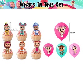 Cry Babies Themed Party Decorations, Balloons and Banners for Boys and Girls, Themed Pull Tab Banner for Kids Parties, Baby Showers, Kids Birthdays, Party Decorations