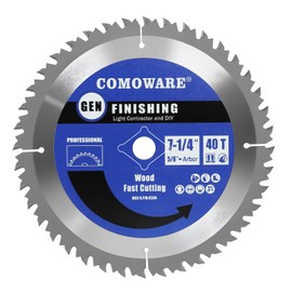 COMOWARE Circular Saw Blade 7 1/4 inch - 40 Tooth ATB, Premium Tip, Anti-Vibration with 5/8 inch Arbor Teflon Anti-Stick DIY General Purpose for Wood, Laminate, Veneered Plywood & Hardwoods