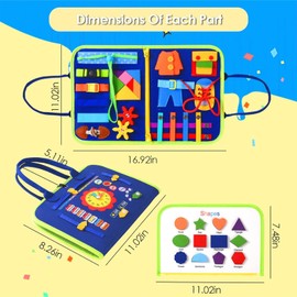 Montessori Activity Busy Book for Toddler - 3 4 5 Years Old Activity Busy Board Toy, Sensory Board Toy Educational Activities for Fine Motor Skills Learning, Travel Toys for Airplane Car Christmas