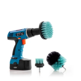 InnovaGoods - Set of 3 Cleaning Brush Attachments for Drills, Deep Cleaning for Bathroom, Kitchen & Car, Easy to Use, Nylon Zinc Polypropylene, Blue, Small