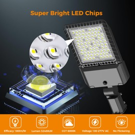 AIKVSXER LED Parking Lot Light Dusk to Dawn Outdoor Lighting 180W 32400Lm(180LM/W) 6000K Shoebox Light Commercial Lighting IP65 Waterproof for Driverway Parking Lot Roadways Security Area Lighting