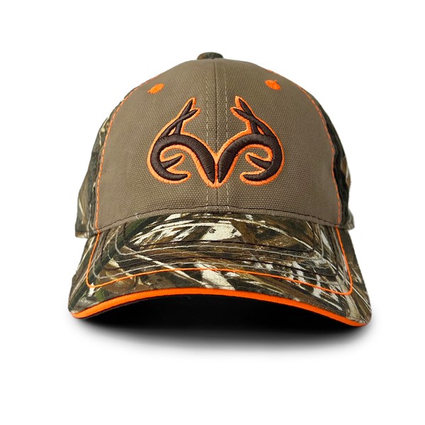Realtree Men’s Max-5 Camo Hat with Blaze Orange Accents –