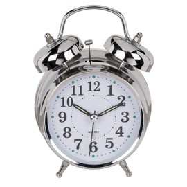 Out of the Blue 79/3073 - Metall Wecker in Chrom Optik, ca. 18 x 12 cm, batteriebetrieben, mit 2 Glocken