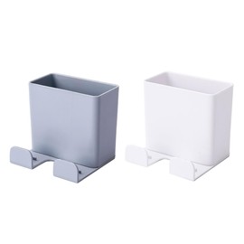 TEHAUX 2pcs Non Punching Phone Charging Racks Multi Purpose Storage Boxes with Hooks Durable Material for Organized Charging Easy Installation Space Saving Design for Home Office Use