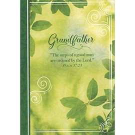 Designer Greetings Steps of a Good Man Scripture Verse: Leaves on Yellow and Green Religious Father's Day Card for Grandfather