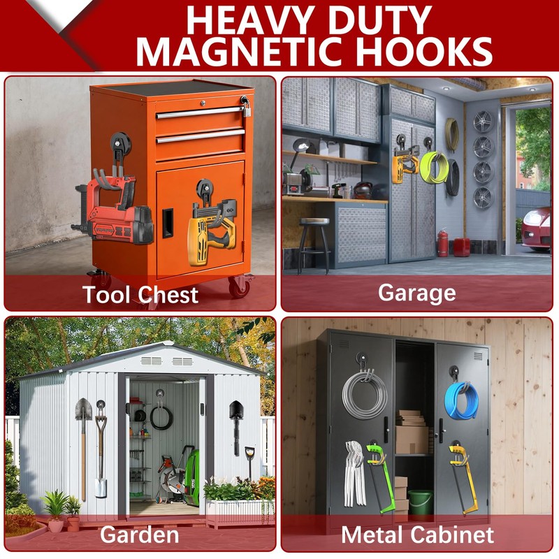 3-H Extra Strong Magnetic Hooks,Heavy Duty Large Anti-Slip Magnet Hooks