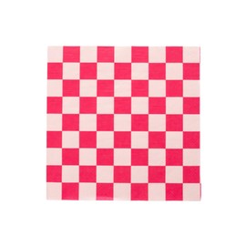 Bonjour Fete Hot Pink Checker Large Paper Napkins | Premium Party Table Decor, Birthday, Bachelorette, Valentine's Day | Happy Birthday Decorations, Lunch Napkins, 3-ply Paper, Pack of 20, 6.5" Folded