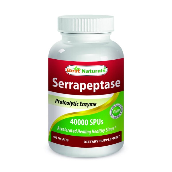 Best Naturals Serrapeptase 40000 SPUs 90 Vcaps (90 Count (Pack of 1))