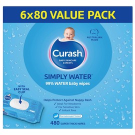 Curash Babycare Simply Water Wipes 6 x 80 Packs