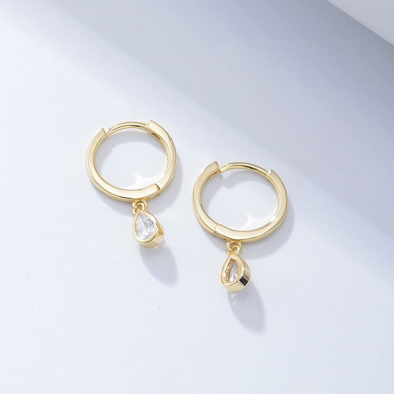 18K Gold Plated 925 Sterling Sliver Huggie Hoop Earrings for