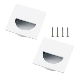 Geesatis 2 Pcs Recessed Door Handles Finger Pulls Handles Cabinet Pulls Sliding Door Pull 1.6x1.6inch White, 304 Stainless Steel