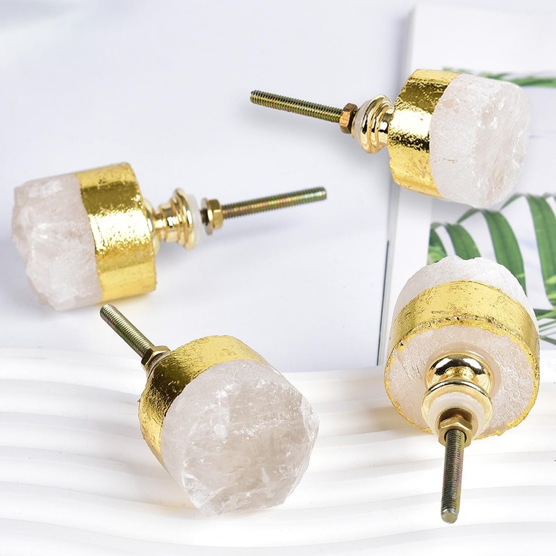JIC Gem Set of 2 Amethyst Drawer Knobs Crystal Stone