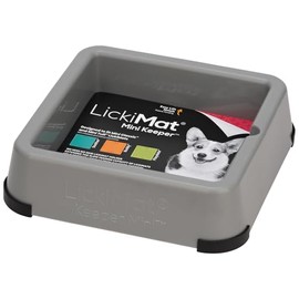 LickiMat Mini Keeper. Diseñado para mejorar la experiencia LickiMat y extender LickiMat en un alimentador completo para perros pequeños. (Gris)