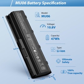 COWOOGMZ 593553-001 593554-001 MU06 MU09 Laptop Battery Replacement for HP Pavilion G6 G7 G62 G72 G4/2000/DM4 DV3 DV5 DV6 DV7/Compaq Presario CQ32 CQ42 CQ43 CQ56 CQ57 CQ62 CQ72 435 436[10.8V 5200mAh]
